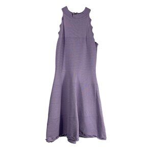 Eliza J Women's Scalloped Ribbed Knit Halter Neck Mini Dress Purple Size M